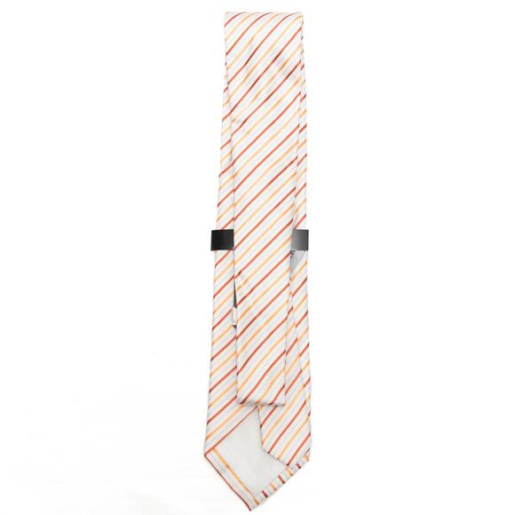 Geoffrey Beene Easter 100% Silk White Striped Neck Tie Necktie - Picture 3 of 7